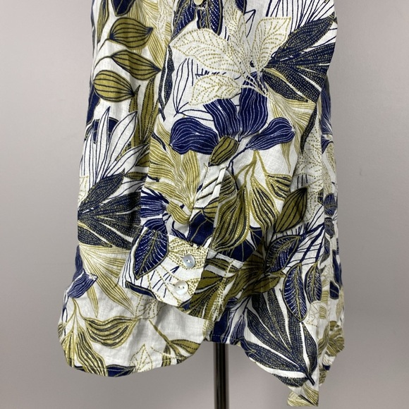 Tahari 100% linen leaf print button down top 1X vacation resort - Picture 10 of 13